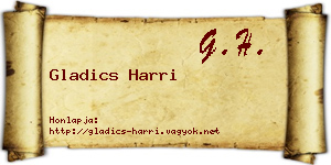 Gladics Harri névjegykártya
